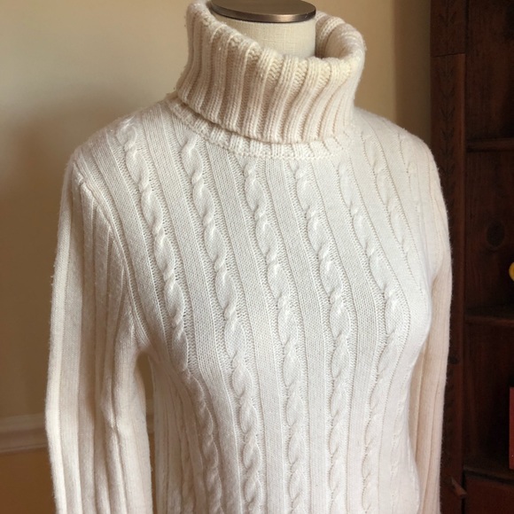 J. Crew Sweaters - J. Crew Ivory Cable Knit Turtle-neck Sweater